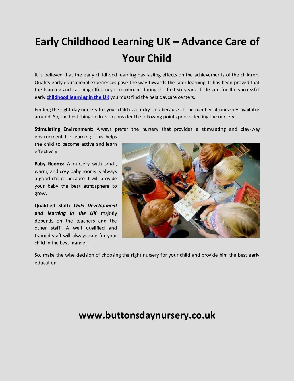 early childhood learning uk advance care of your