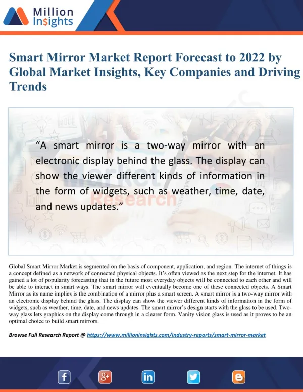 Overview and Outlook: Smart Mirror Market by Key Trends, Challenges