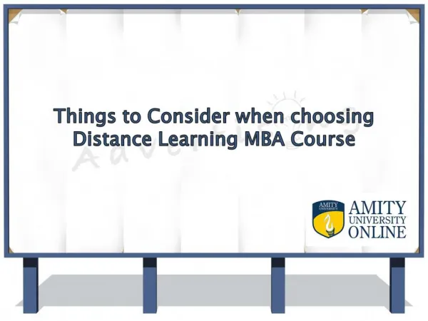 Things to Consider when choosing Distance Learning MBA Course