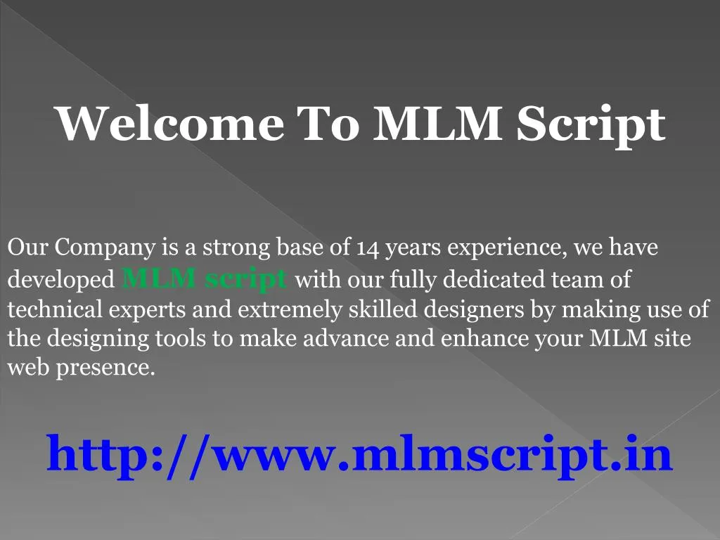 welcome to mlm script