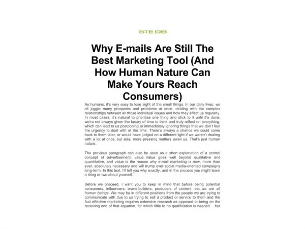 Why E-mails Are Still The Best Marketing Tool (And How Human Nature Can Make Yours Reach Consumers)