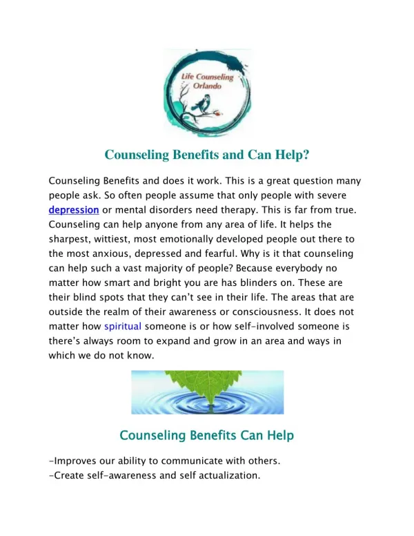 Counseling Benefits and Can Help?
