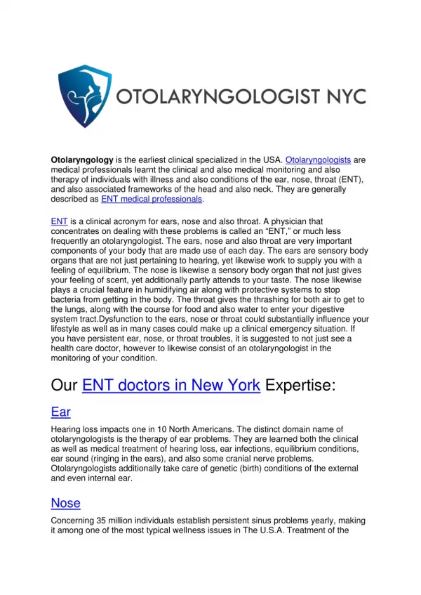 Otolaryngologist NYC