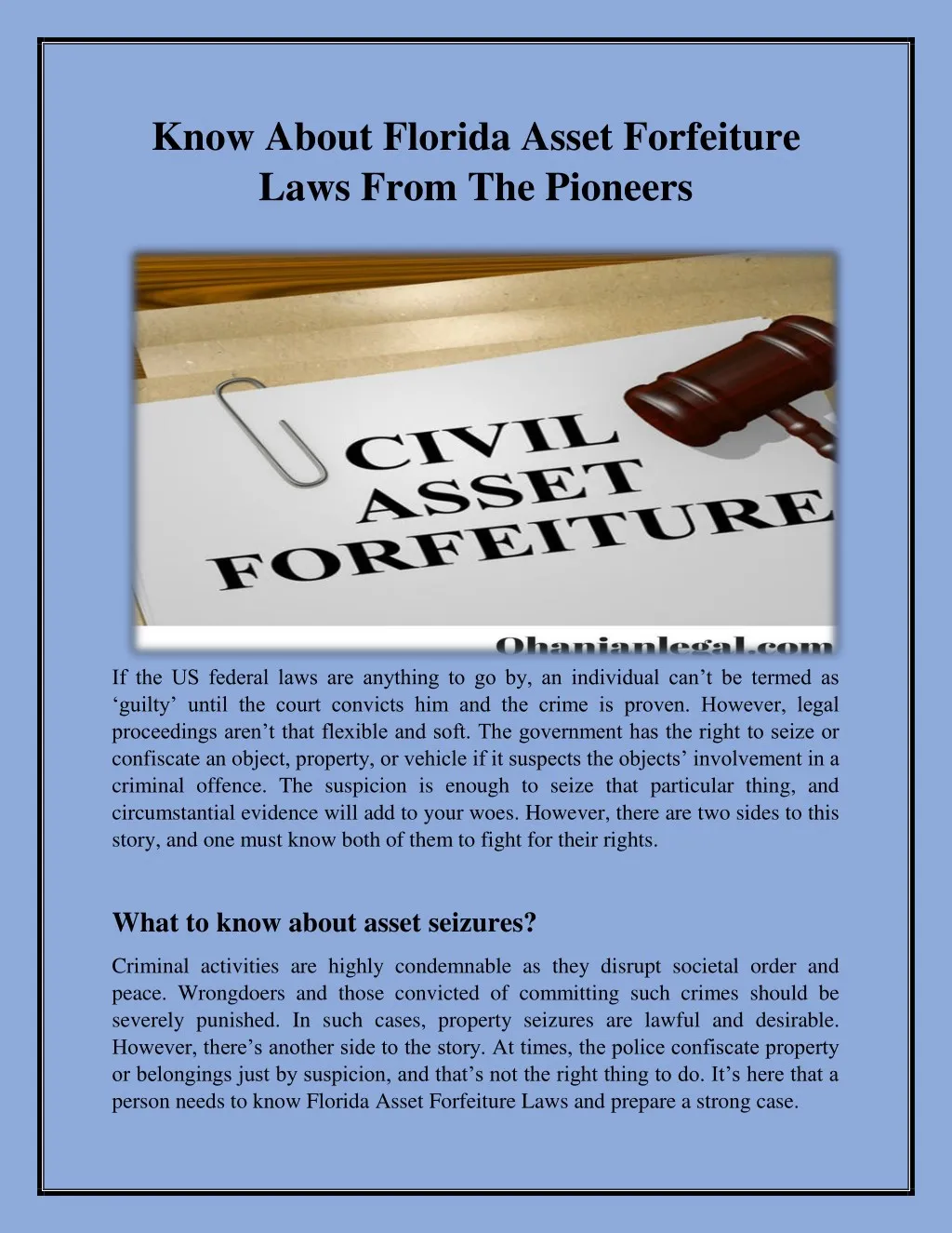 know about florida asset forfeiture laws from