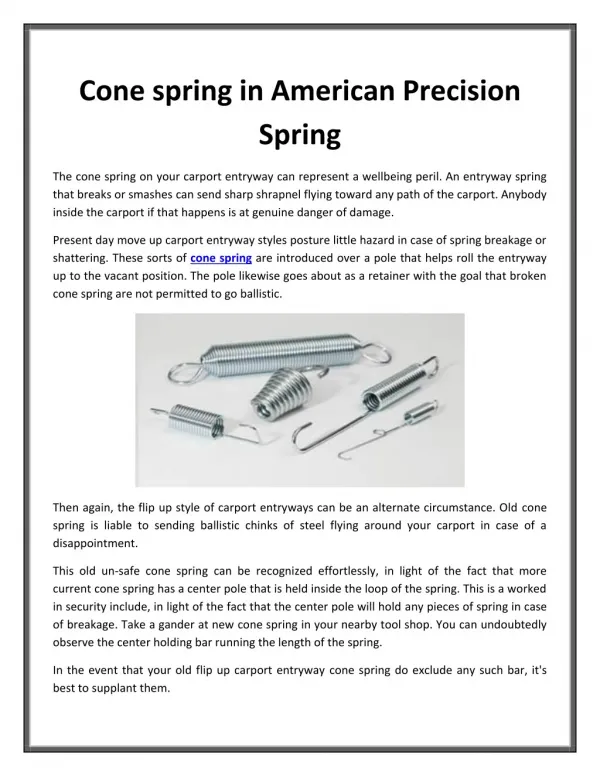 Cone spring in American Precision Spring