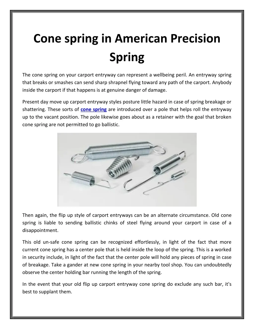 cone spring in american precision spring
