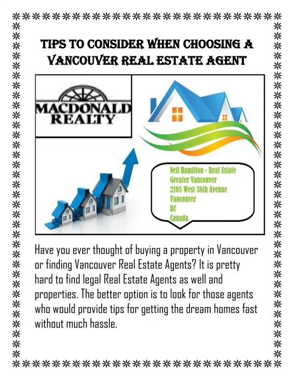 Tips To Consider When Choosing A Vancouver Real Estate Agent
