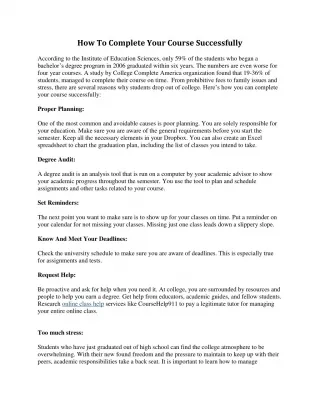 How To Complete Your Course Successfully - slide 1