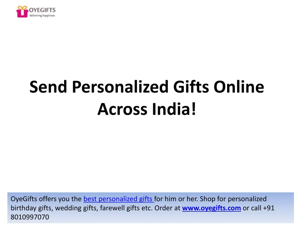send p ersonalized gifts o nline across india