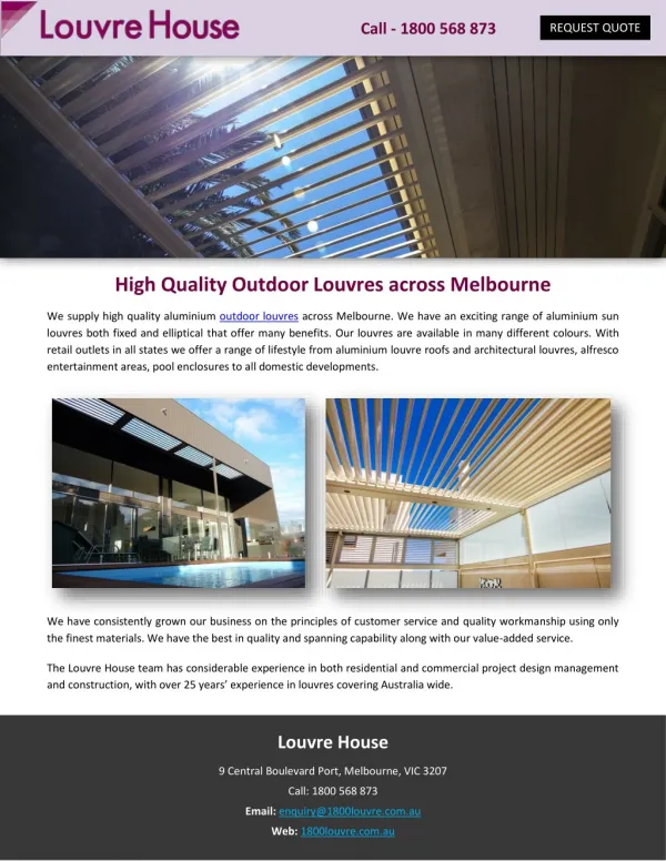 High Quality Outdoor Louvres across Melbourne