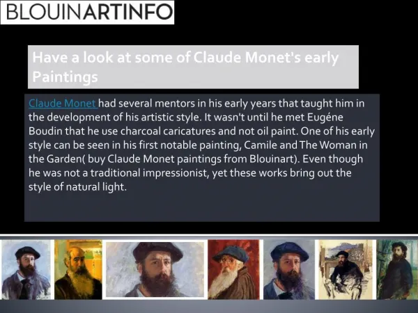 Have a look at some of Claude Monet's early Paintings