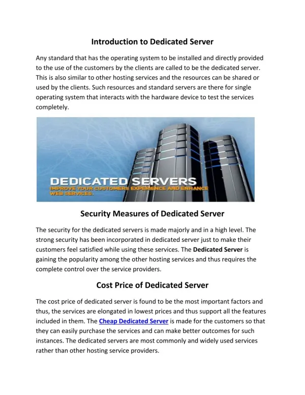 Cheap Dedicated Server