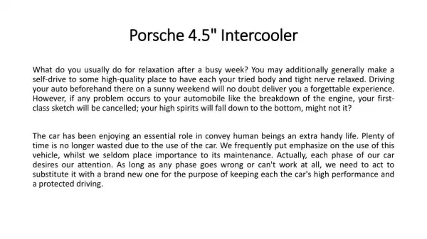 Porsche 4.5" Intercooler