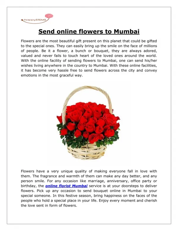 Send online flowers to Mumbai [happySTEMS]