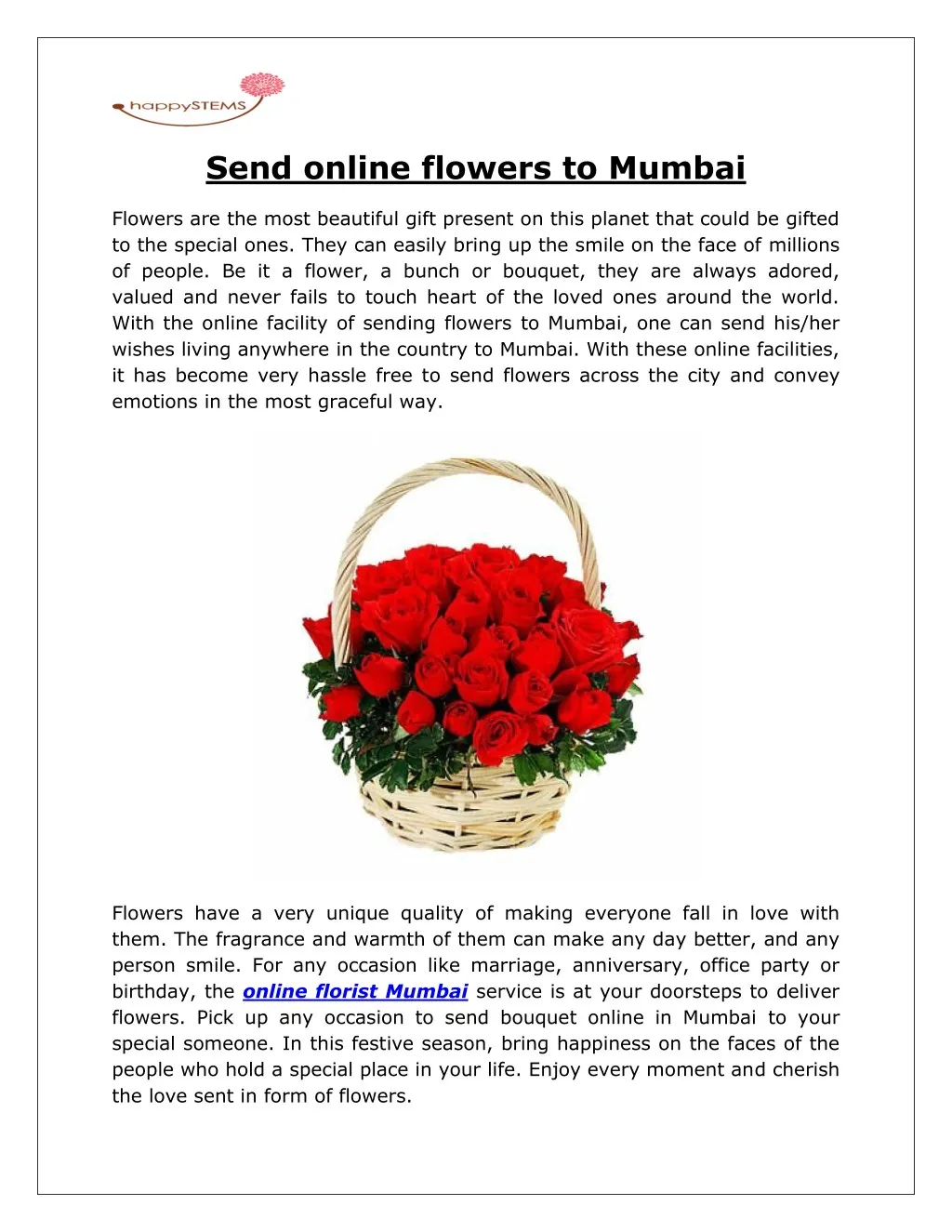 send online flowers to mumbai