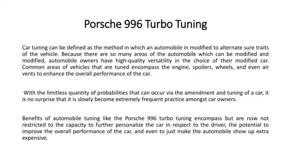 Porsche 996 turbo tuning