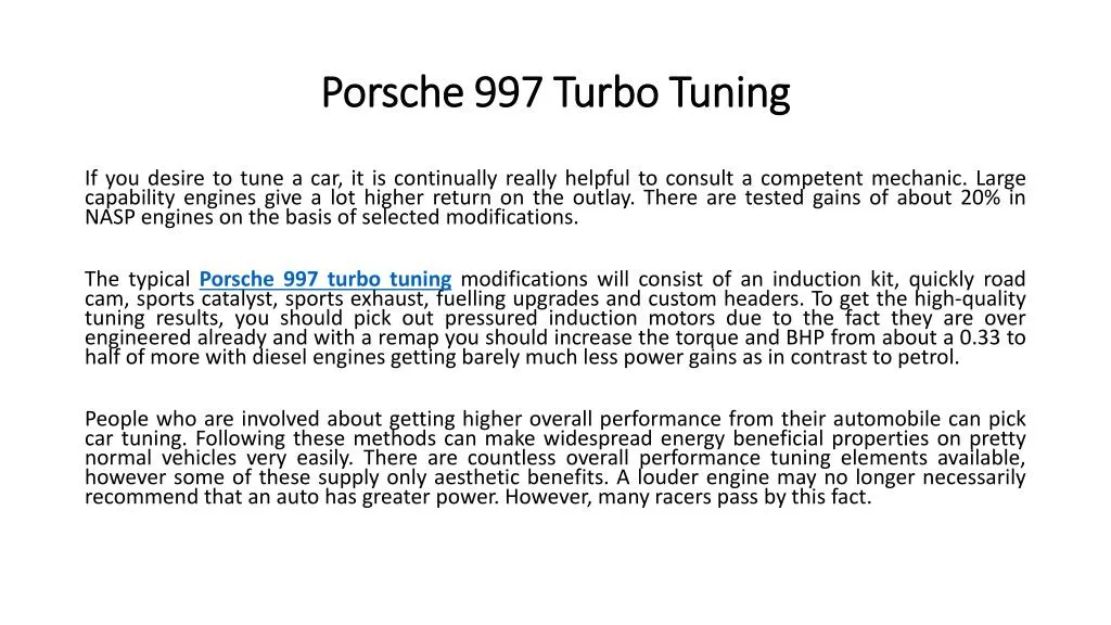 porsche 997 turbo t uning