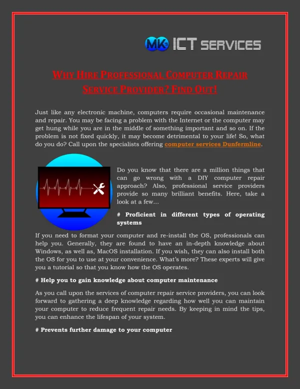 Why Hire Professional Computer Repair Service Provider? Find Out! - MK ICT Services