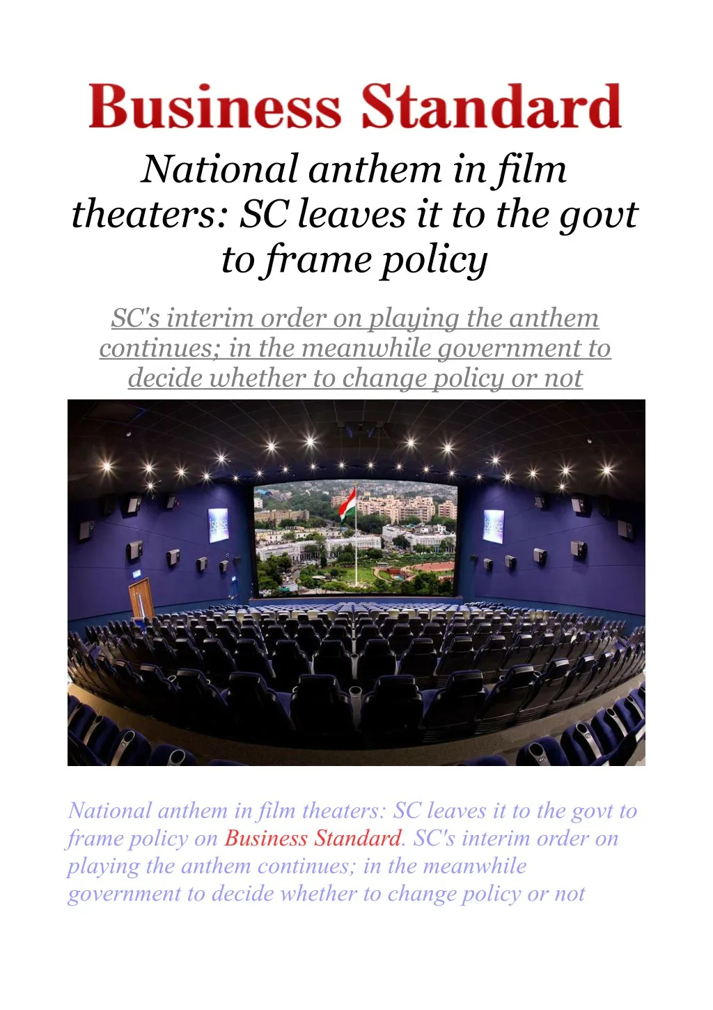 national anthem in film theaters sc leaves