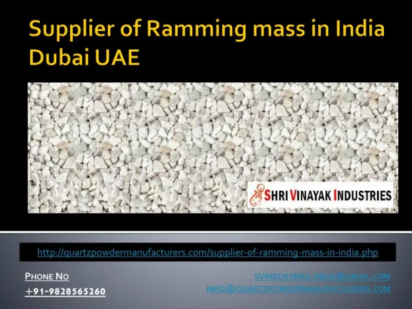 Supplier of Ramming mass in India Dubai UAE