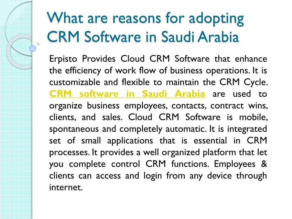 what are reasons for adopting crm software in saudi arabia