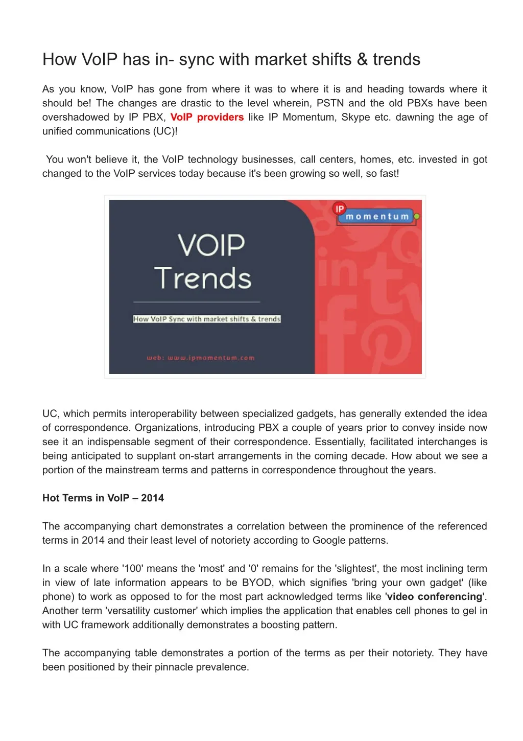 how voip has in sync with market shifts trends