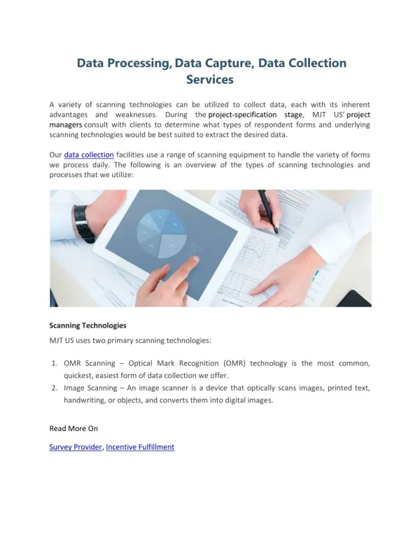 Data Processing, Data Capture, Data Collection Services