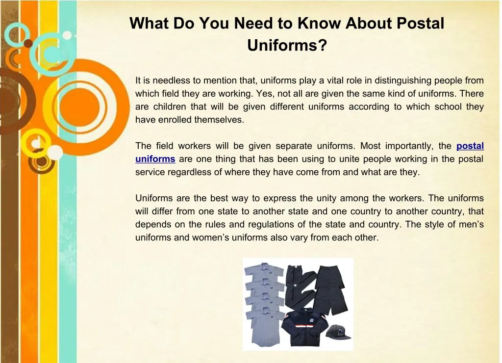 what do you need to know about postal uniforms