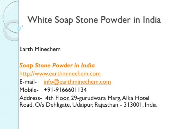 White Soap Stone Powder in India