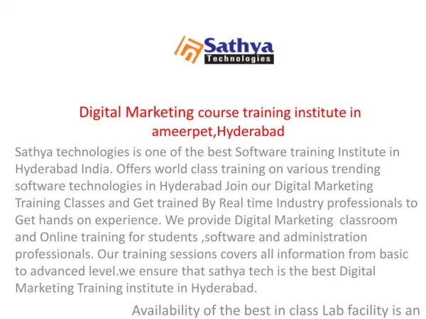 Digital Marketing training institute in Ameerpet Hyderabad