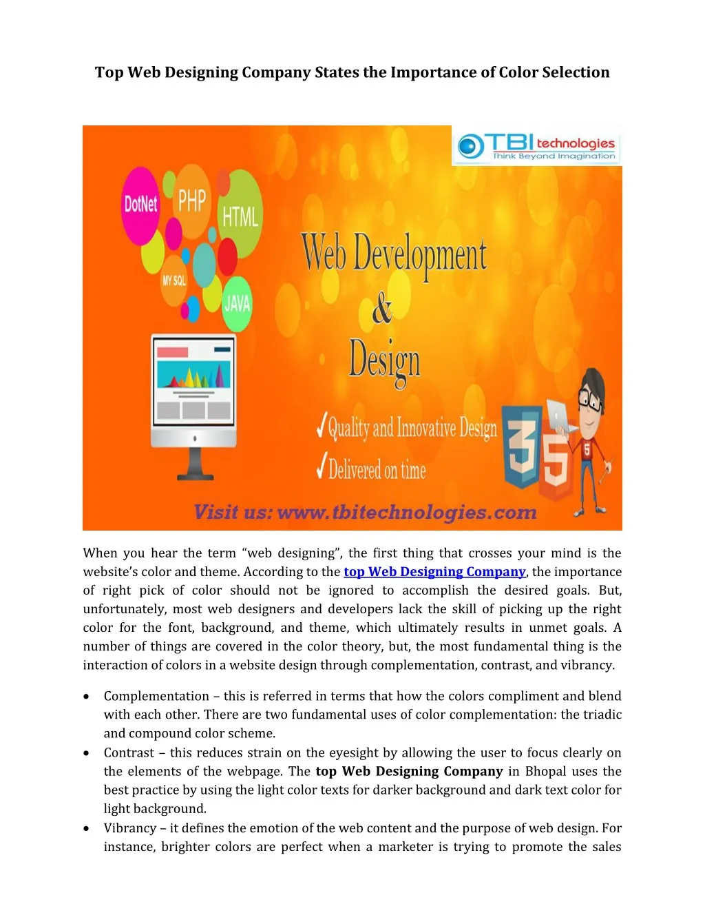 top web designing company states the importance