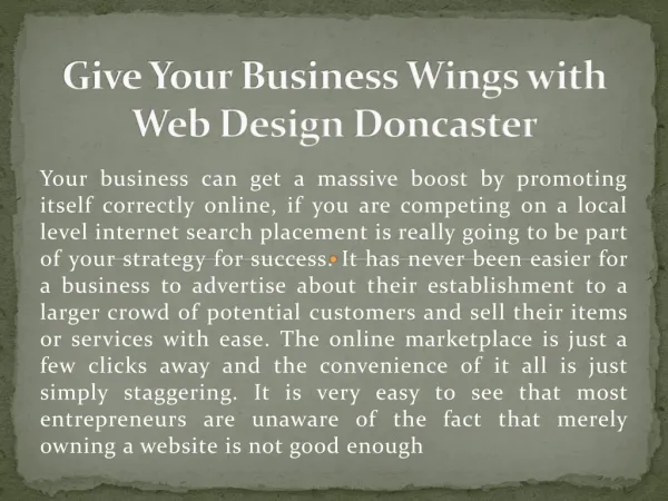 Give Your Business Wings with Web Design Doncaster
