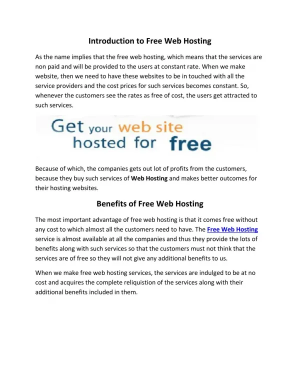 introduction to free web hosting