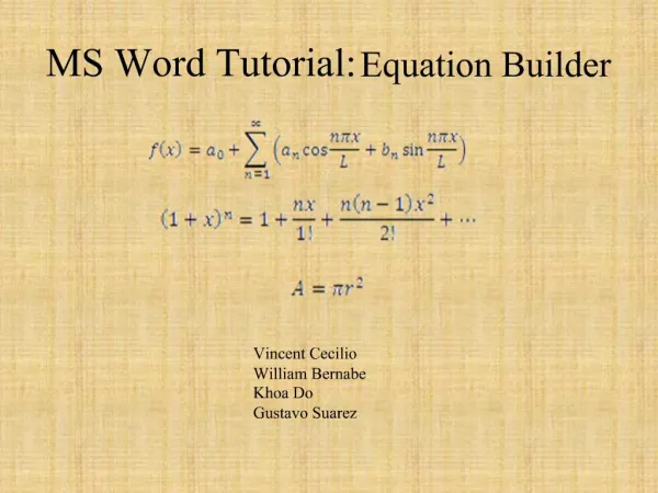 MS Word Tutorial: Equation Builder