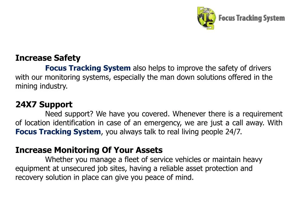 increase safety focus tracking system also helps