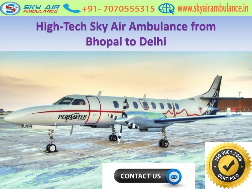 high tech sky air ambulance from bhopal to delhi