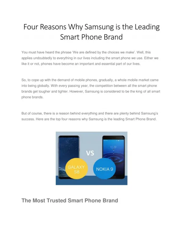 Four reasons why samsung is the leading smart phone company