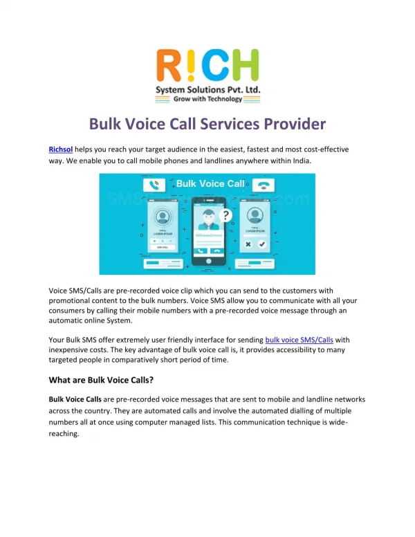 Bulk Voice Call Services Provider