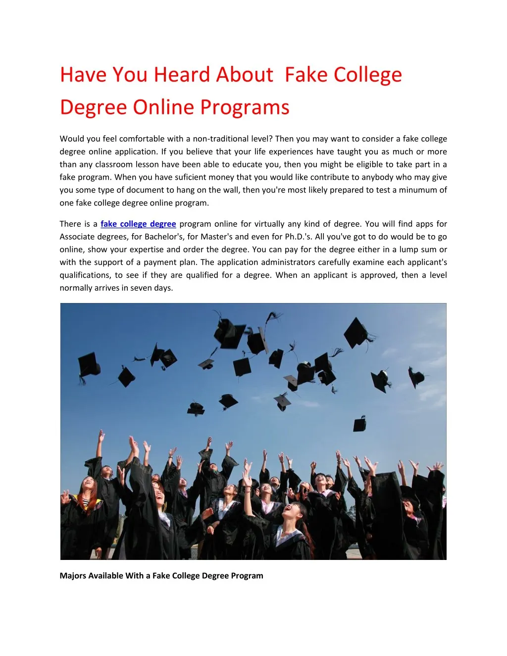 have you heard about fake college degree online