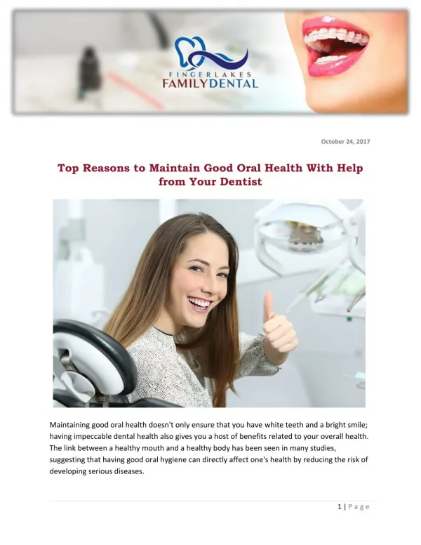 Top Reasons to Maintain Good Oral Health With Help from Your Dentist