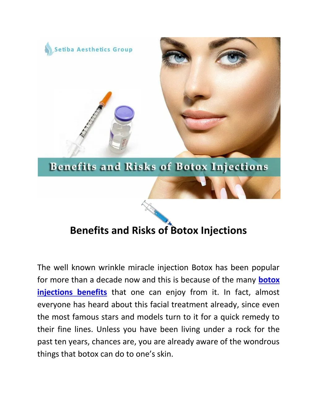 benefits and risks of botox injections