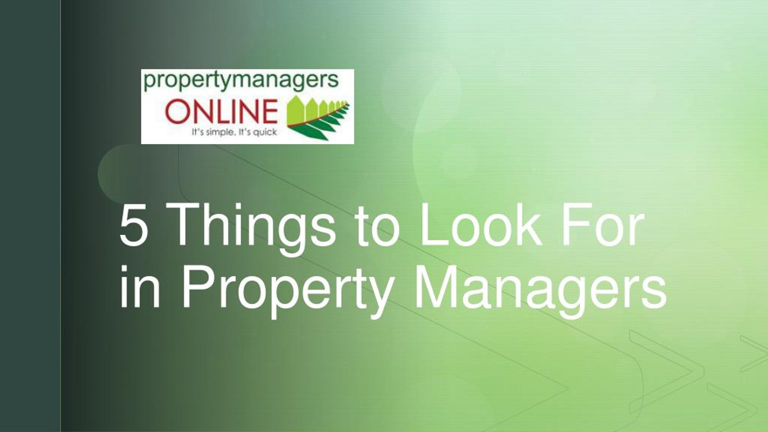 PPT - 5 Things to Look for in Property Managers PowerPoint Presentation ...