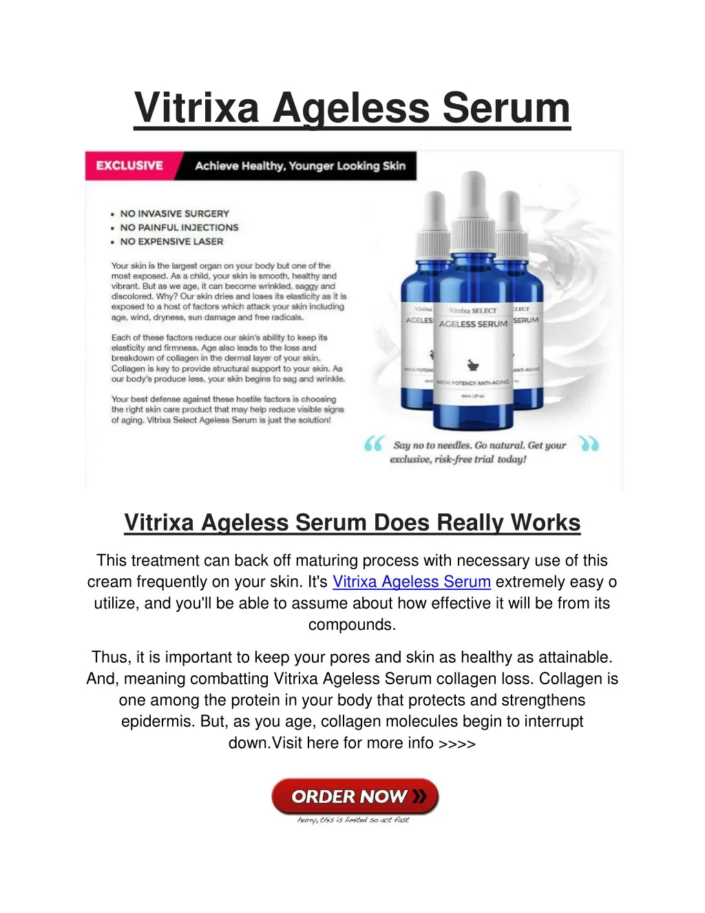 vitrixa ageless serum
