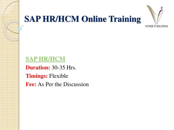 SAP HR HCM Course Content PPT