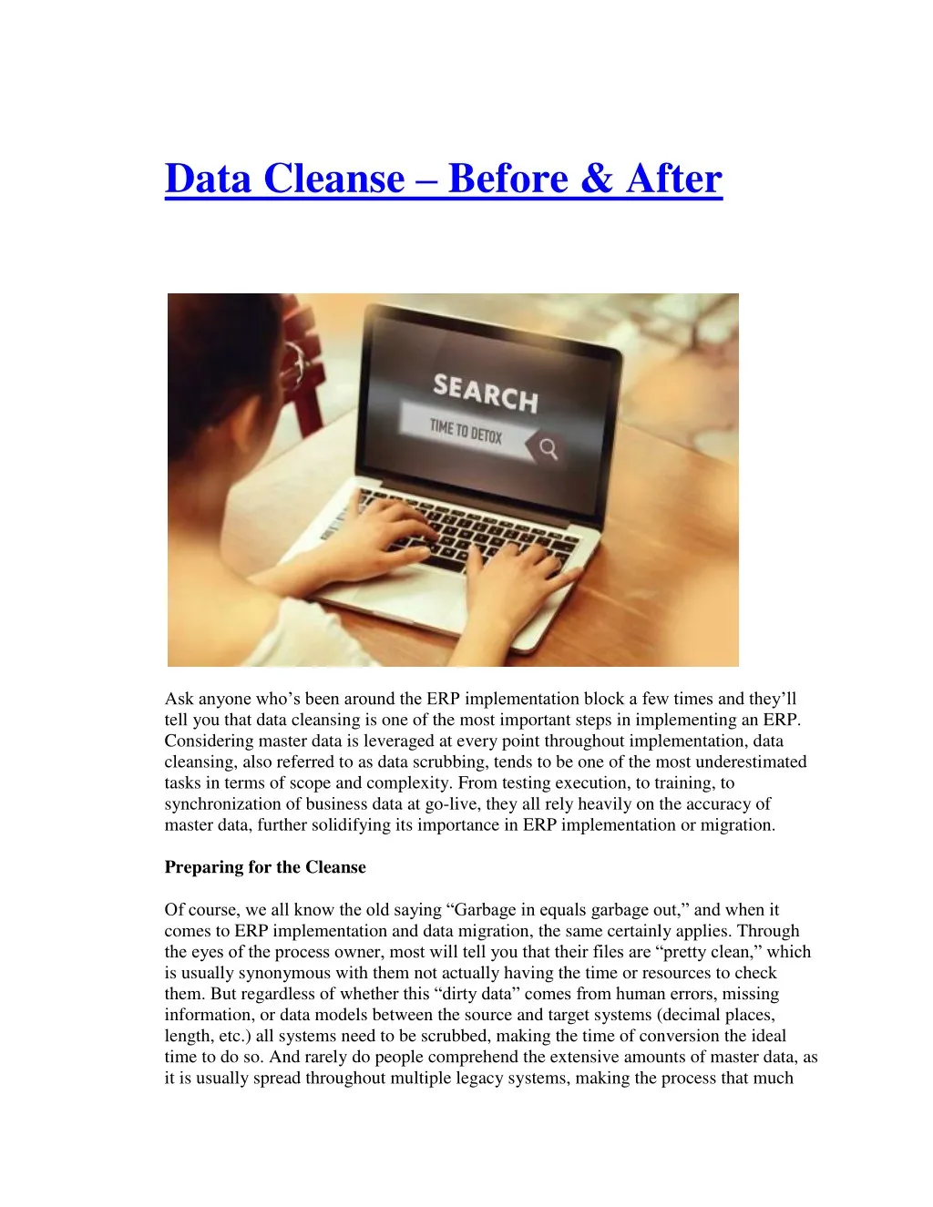data cleanse before after
