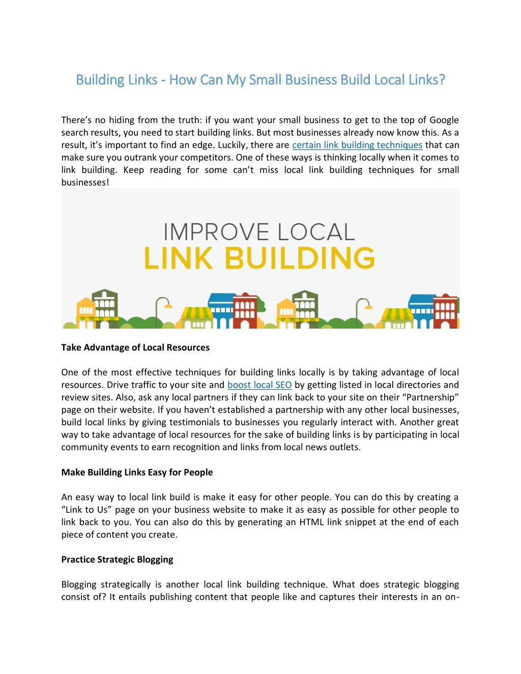building links building links how can my small