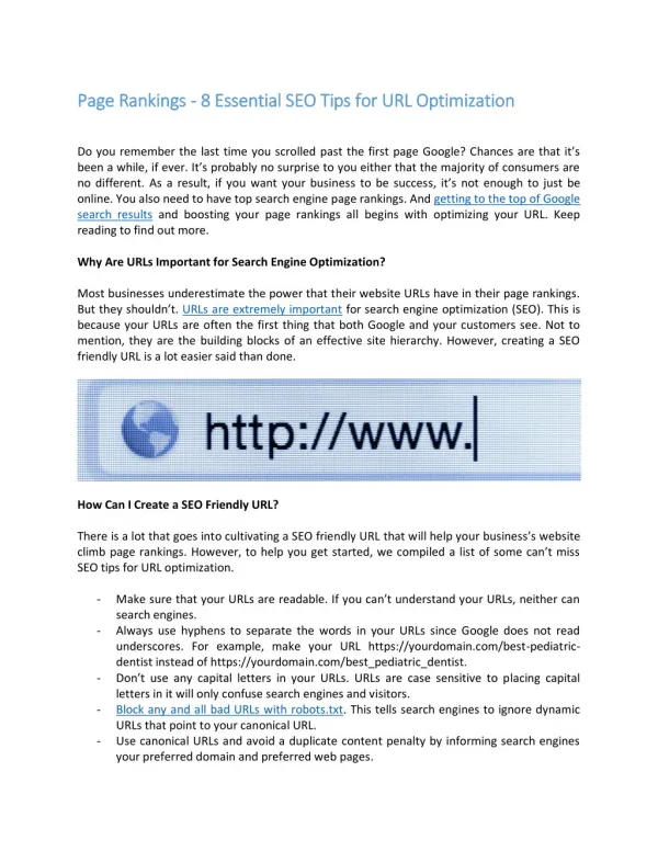 Page rankings essential seo tips for url optimization