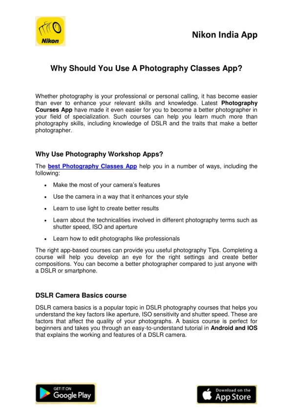 Why Should You Use A Photography Classes App?