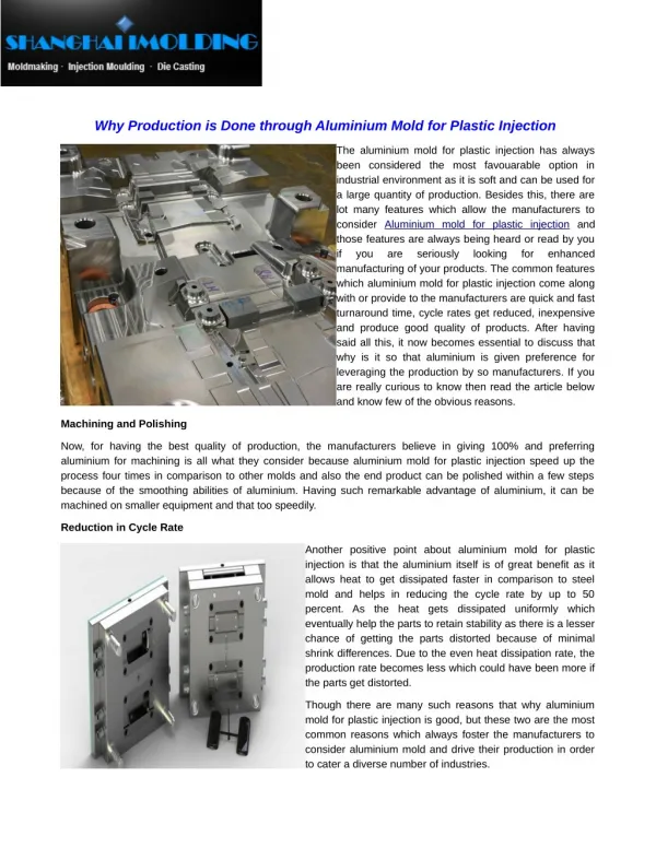 Why Production is Done through Aluminium Mold for Plastic Injection