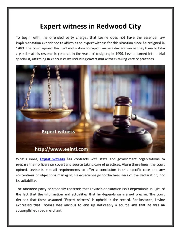 Expert witness in Redwood City